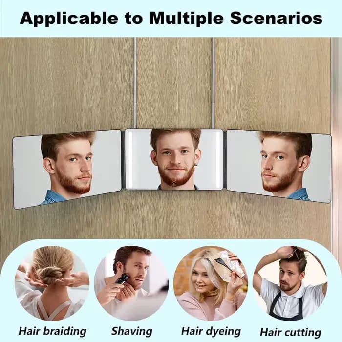 360 ° Miroir de coiffure DIY avec crochets réglables en hauteur