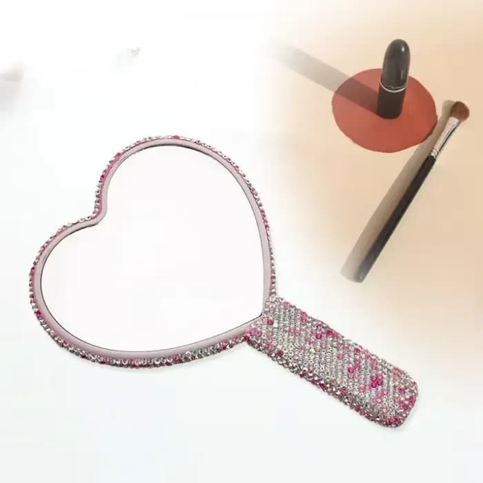 Miroir de maquillage en forme de cœur avec poignée
