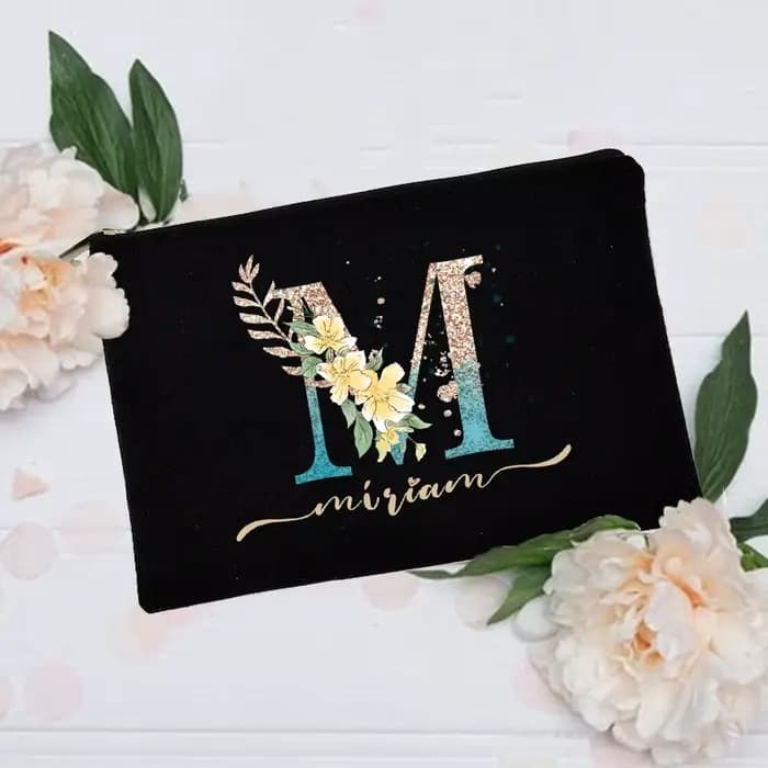 Trousse de maquillage personnalisée avec nom initial