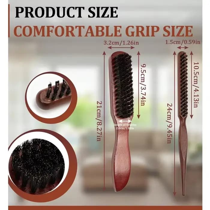 Brosse à cheveux à poils de qualité supérieure avec manche en bois, réduit les frisottis et l'électricité statique, ensemble de brosses à poils de Massage du cuir chevelu pour tous les Types de cheveu