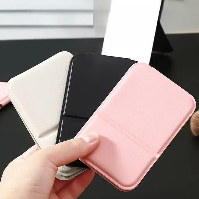 Miroir de maquillage de bureau en cuir PU solide