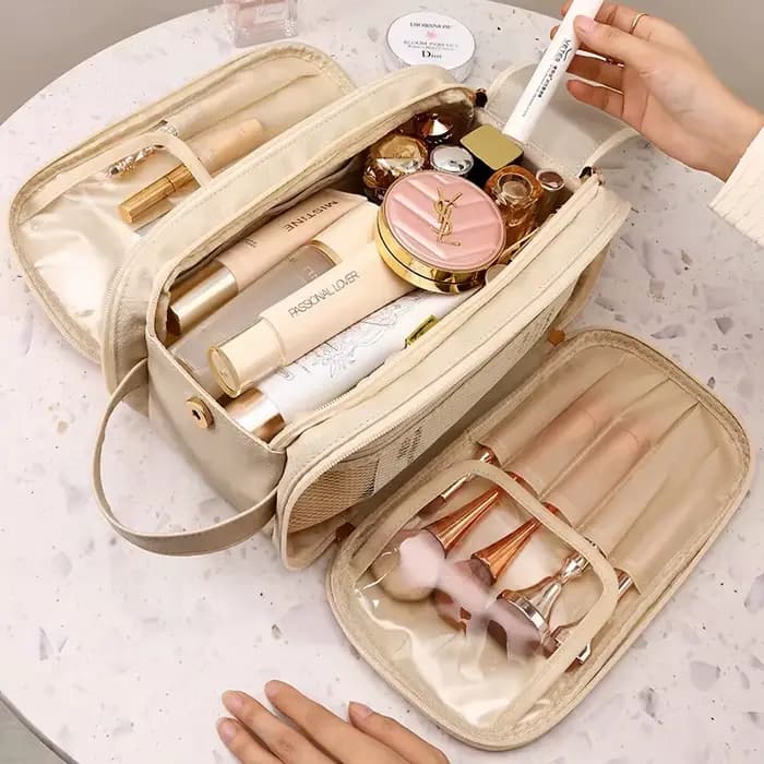 Sac de maquillage multifonctionnel en cuir PU pour femmes