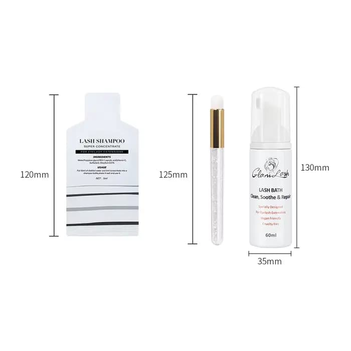 GLAMLASH 5 pièces 5ml mousse nettoyante pour cils pour Extension de cils shampooing concentré avec b