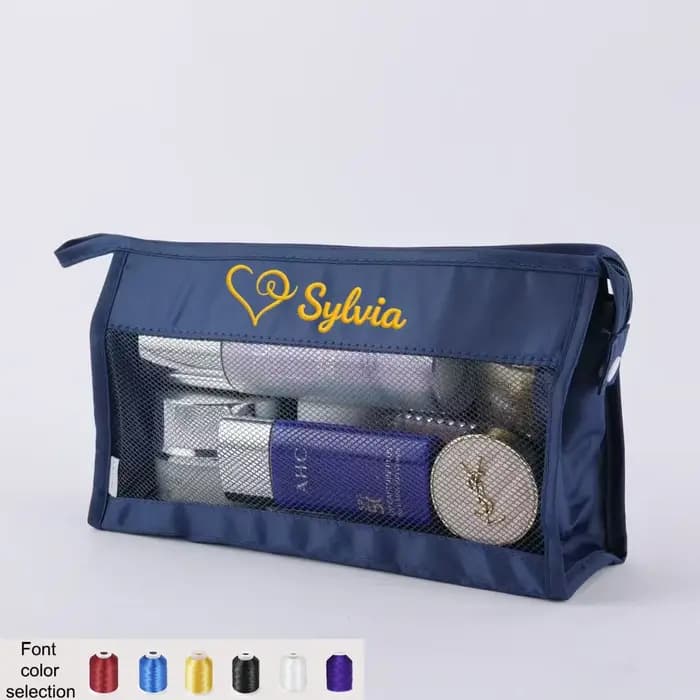 Trousse de toilette personnalisée avec nom brodé, 1 pièce, design en maille sergé, trousse de toilette portable à suspendre, grande capacité, hôtels, douches