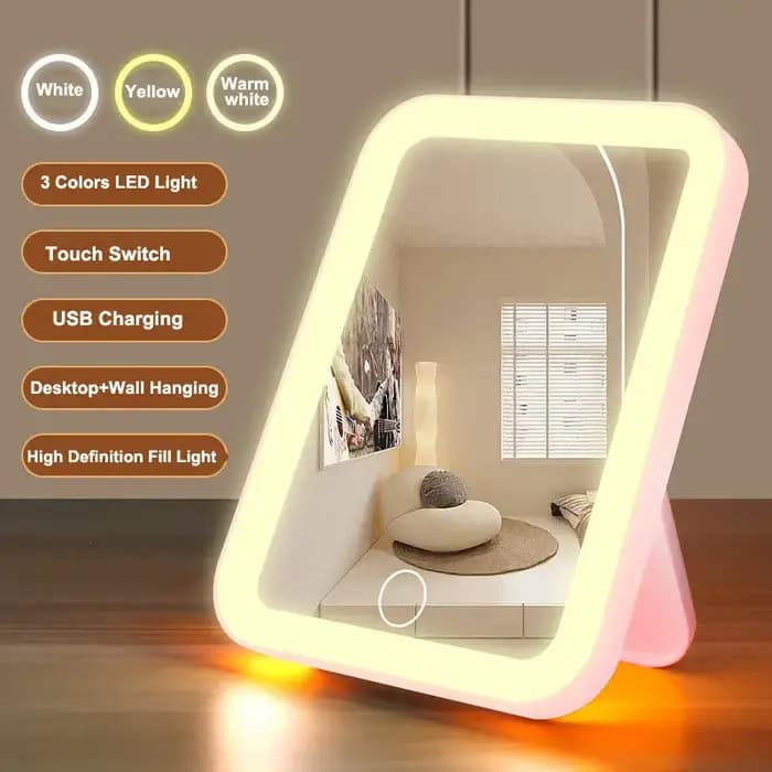Miroir de courtoisie LED portable avec écran tactile