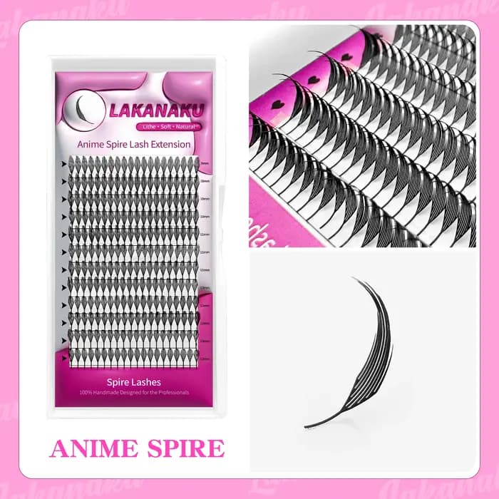 LAKANAKU Manga Anime flèche Extension de cils forme de plume 0.07mm C/D/CC Curl mélange 8-15mm 9-13mm cachemire préfabri