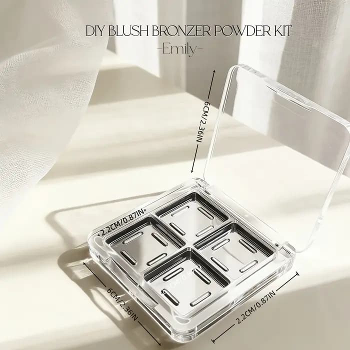 Palette de maquillage vide transparente carrée pour kit de pressage de rouge à lèvres et fards à paupières DIY