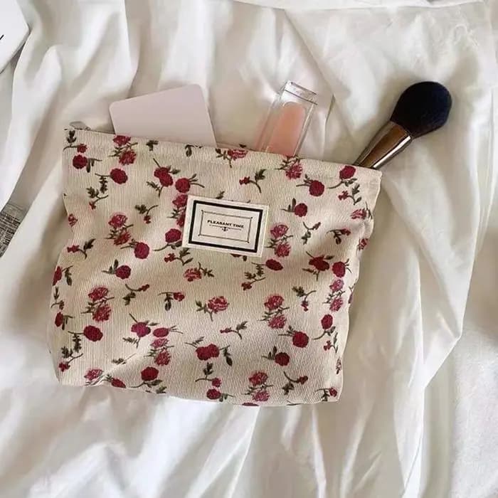 Sac à cosmétiques en velours côtelé pour femmes