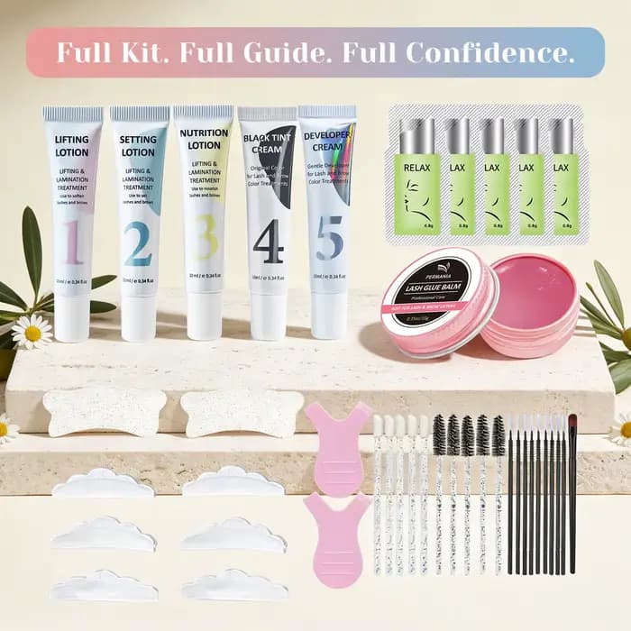 Kit de teinture et de permanente pour cils et sourcils PERMANIA, noir naturel, traitement de lifting