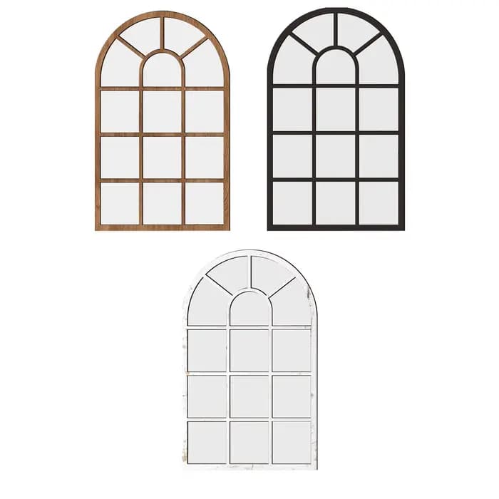 Miroir mural de fenêtre arquée en bois acrylique