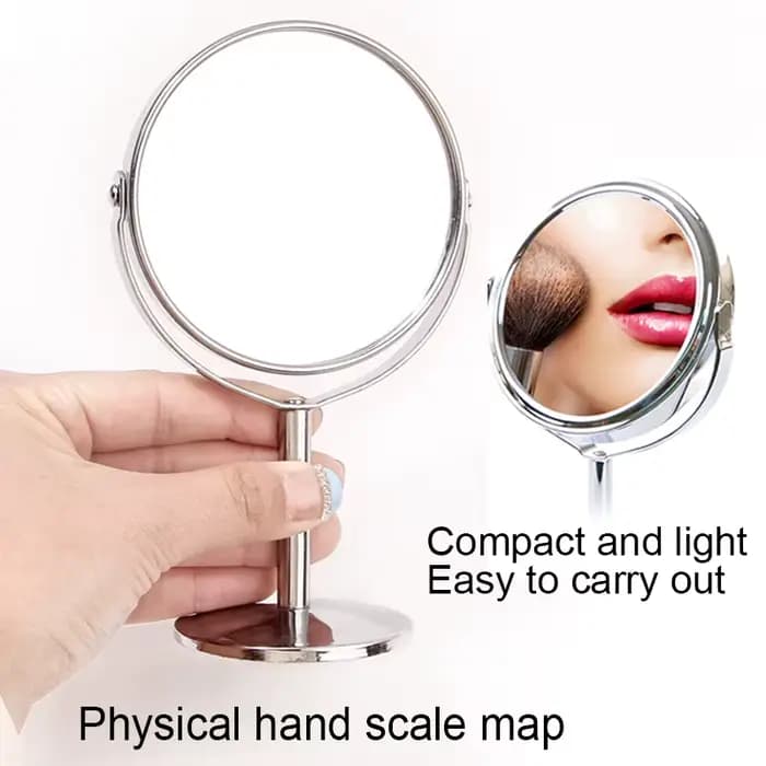 Grand miroir de maquillage argenté