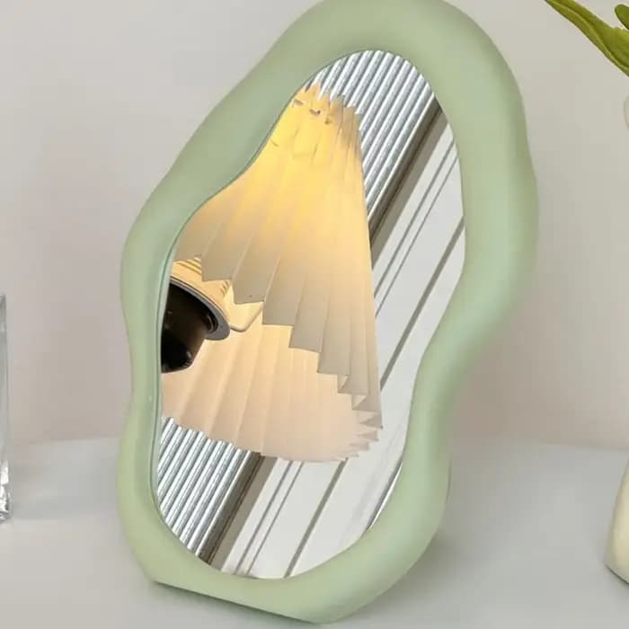 Miroir Mural de Luxe en Forme de Nuage Irrégulier, Accessoire de Coiffure, de Style Crème, pour Maquillage, sur Pied, pour Coiffure Française Simple