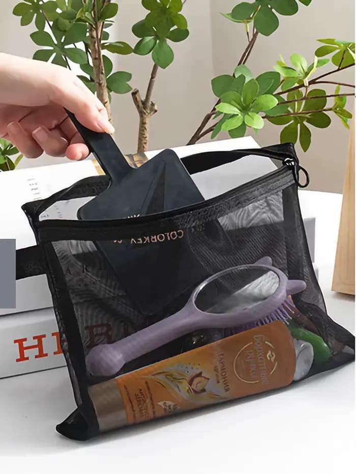 Sacs à cosmétiques transparents en maille pour femmes