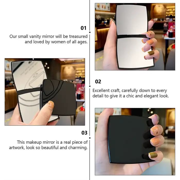 Miroir de poche compact double face léger et portable pour femme – Idéal pour le maquillage en voyage