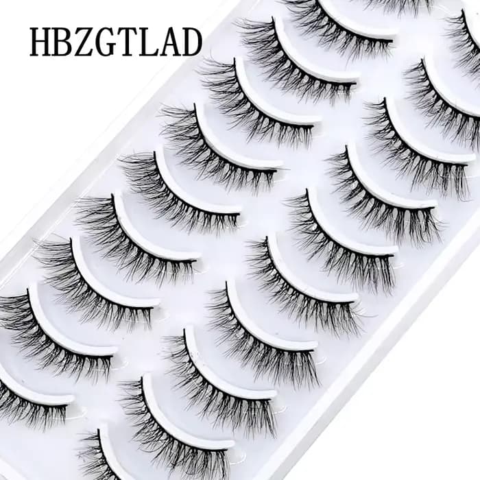 Faux Cils 3D Naturels en Vison, Longs, Doux et Moelleux, Kit de Maquillage, 10 Paires