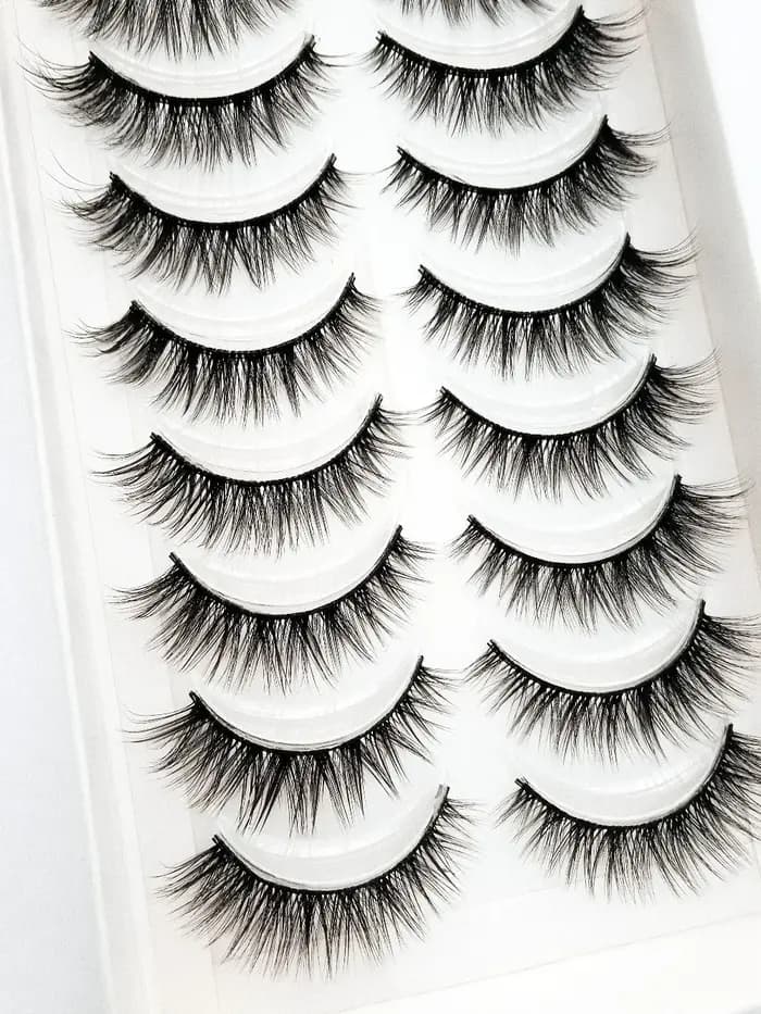 HBZGTLAD 10 paires Faux vison Faux cils naturel Long maquillage 3d vison cils Extension cils courts