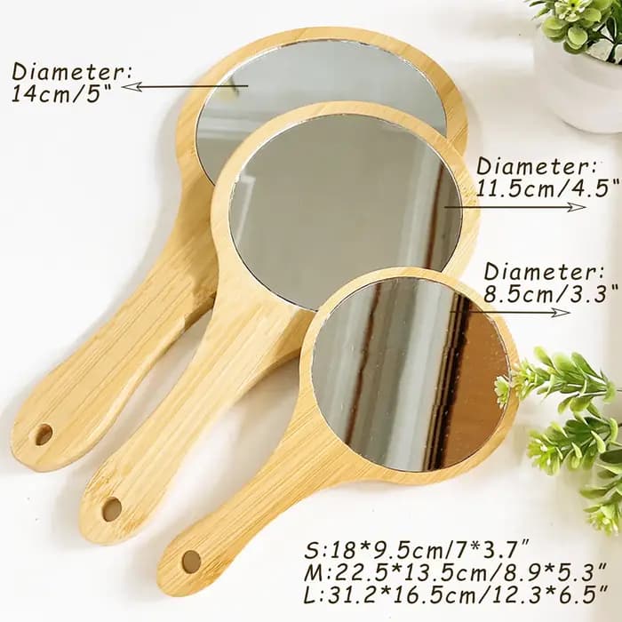 Miroir de maquillage en bois personnalisé avec nom gravé