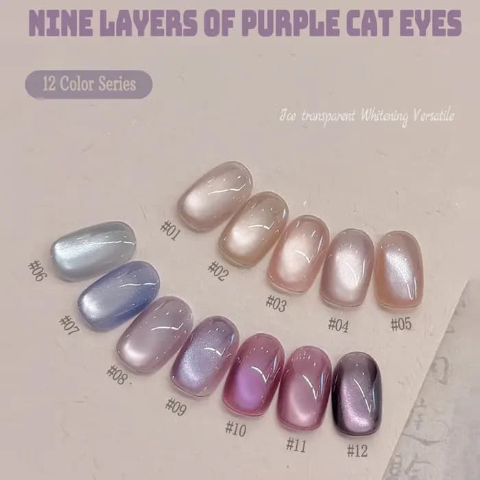 1-12 pièces TC populaire violet oeil de chat vernis à ongles Gel ensemble UV Gel tremper