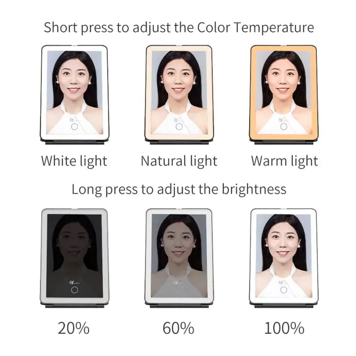 Miroir de maquillage de voyage rechargeable