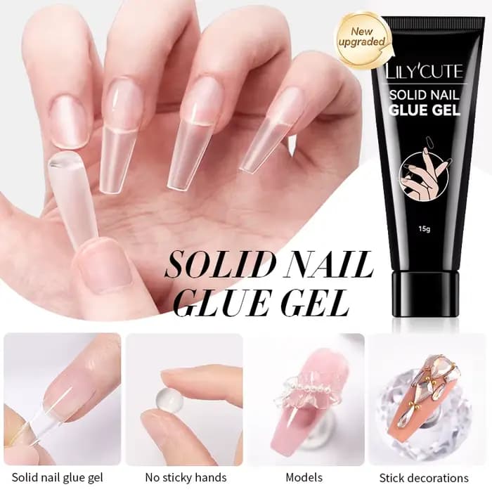 LILYCUTE 1/2/3 pièces 15g colle à ongles solide Gel pour pointe d'ongle presse sur les ongles longue