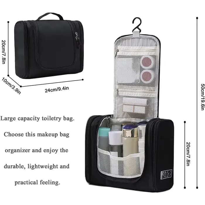 Grand trousse de toilette suspendue multi-poches avec crochet