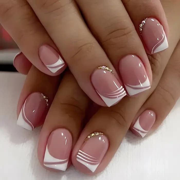 Faux ongles français en acrylique à couverture complète pour filles