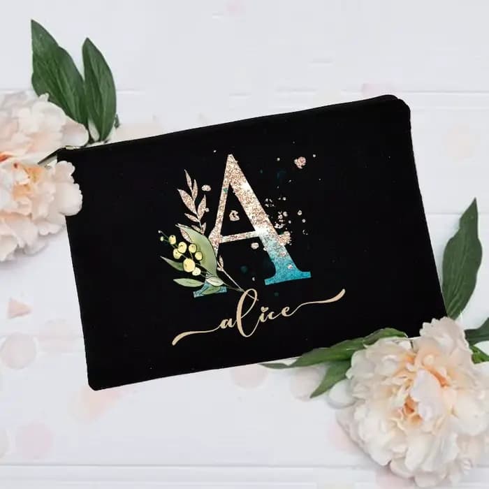 Trousse de maquillage personnalisée avec nom initial