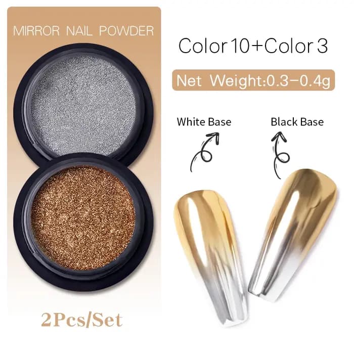 Poudre d'or et d'argent pour Nail Art