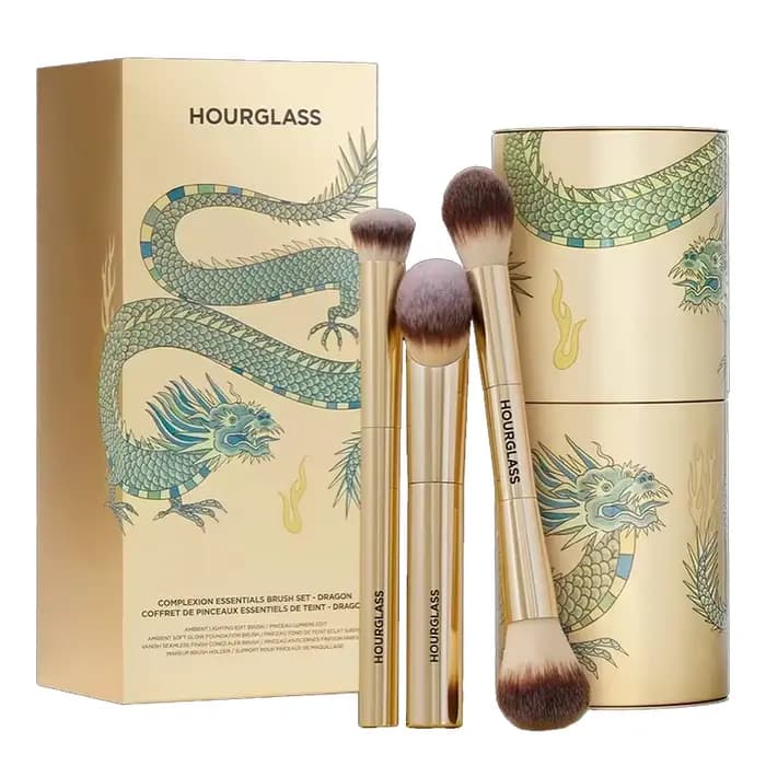 HOURGLASS Complexion Essentials Brush Set - Pinceaux de maquillage Dragon série 3 avec une boîte d'e