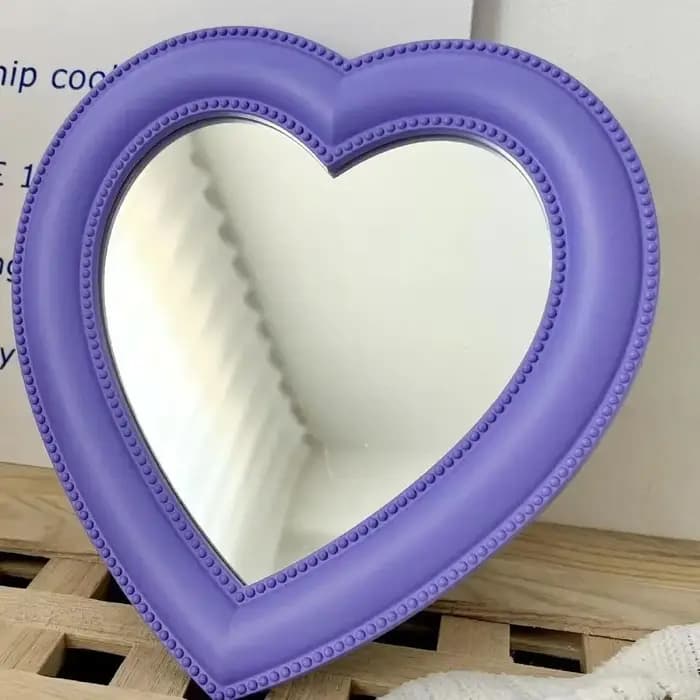 Miroir d'amour miroir de maquillage de table double miroir de dressing suspendu au mur coeur mignon livraison directe