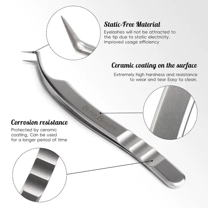 Pincettes antistatiques pour Extension de cils, pincettes professionnelles de Volume de haute précis