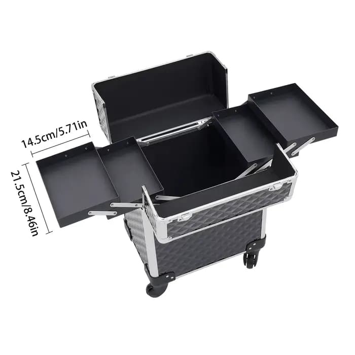 Trousse de Maquillage Professionnelle Grande et Multifonctionnelle en PVC et Aluminium pour Esthétic