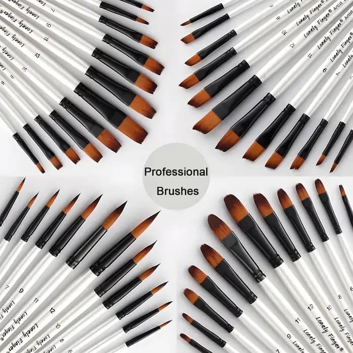 12/24/48 pièces ensemble de pinceaux pinceau professionnel pointe ronde pointue Nylon acrylique brosse