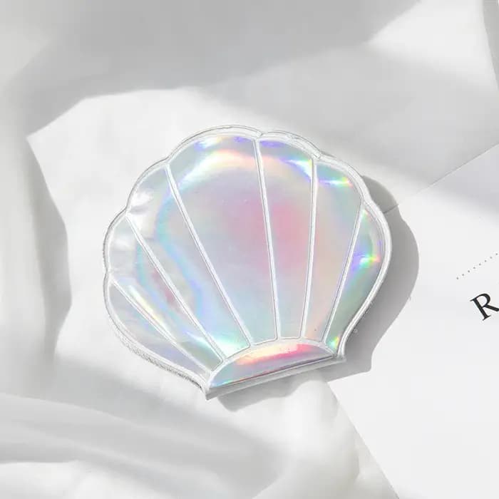 Rêve Laser couleur coquille forme miroir de maquillage 2X grossissant Portable Double face pliant poche Kawaii