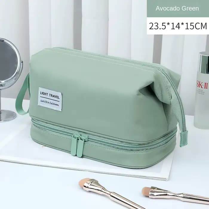 Sac à cosmétiques de grande capacité, trousse de toilette double couche, organisateur de maquillage,