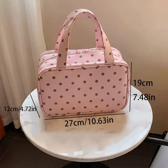 Sac de maquillage à pois pour femmes