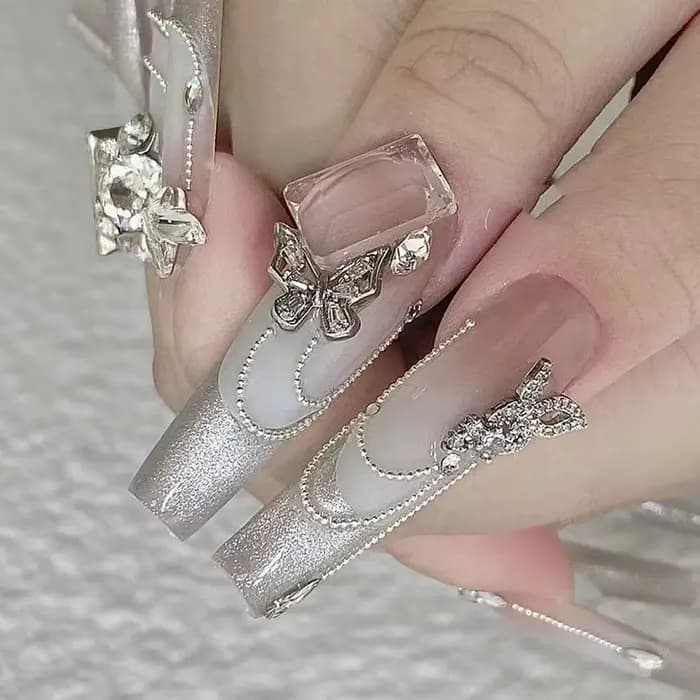 Breloques pour ongles en alliage papillon 3D, 50/60 pièces/lot, bijoux Design avec nœud papillon, lu