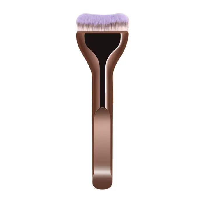 Pinceau de fond de teint professionnel - Poils en nylon doux, manche brun élégant, pour crème BB, fo