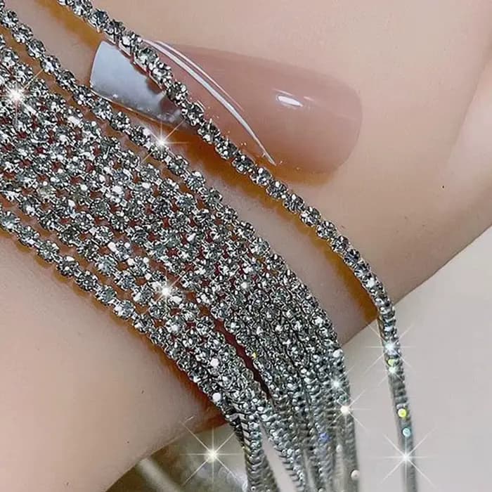 Chaîne de cristal de luxe longue 100/50cm, breloques pour ongles, 1.5/2mm, brillant clair/AB diamant