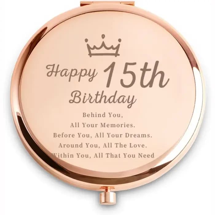 Miroir compact pour elle, cadeau d'anniversaire 18e, 30e, 40e, accessoire de fête, cadeau 15e, 50e,