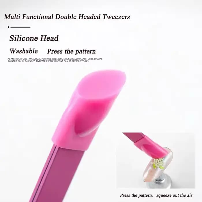 Pincettes à Double tête noires/roses, outil de maquillage à pointe inclinée en acier inoxydable, têt
