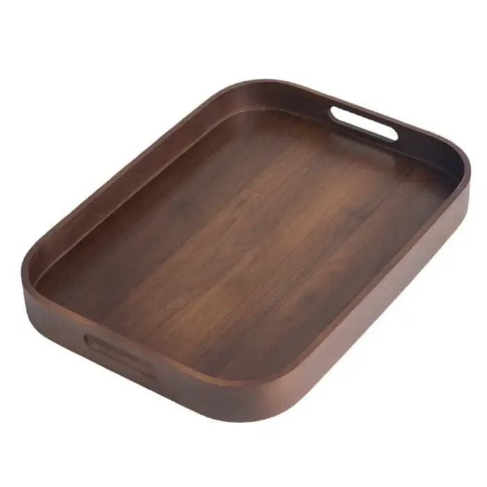 Plateau à thé rectangulaire en noyer