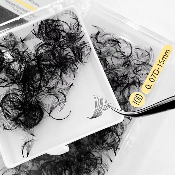 Abonnie 18mm Extensions de cils pré-faits en éventail à base pointue pour volume intense