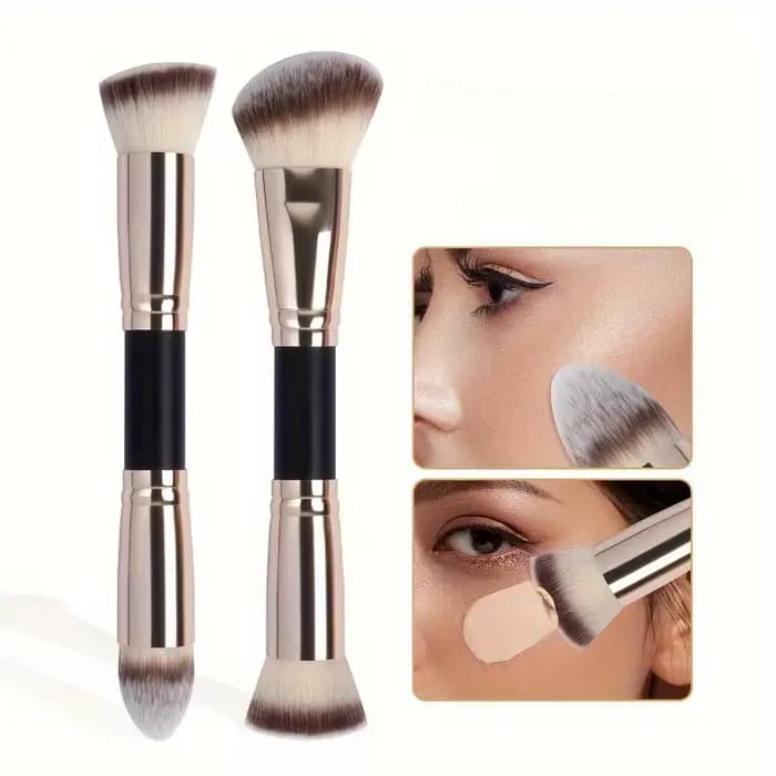 Lot de 2 pinceaux double embout pour fond de teint et blush