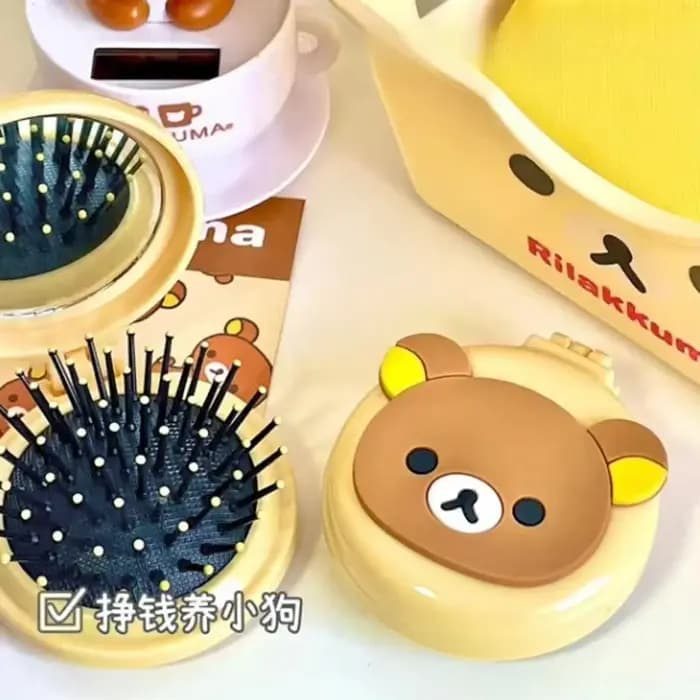 Rilakkuma Mini Miroir Portable Pliant avec Peigne pour Filles et Femmes