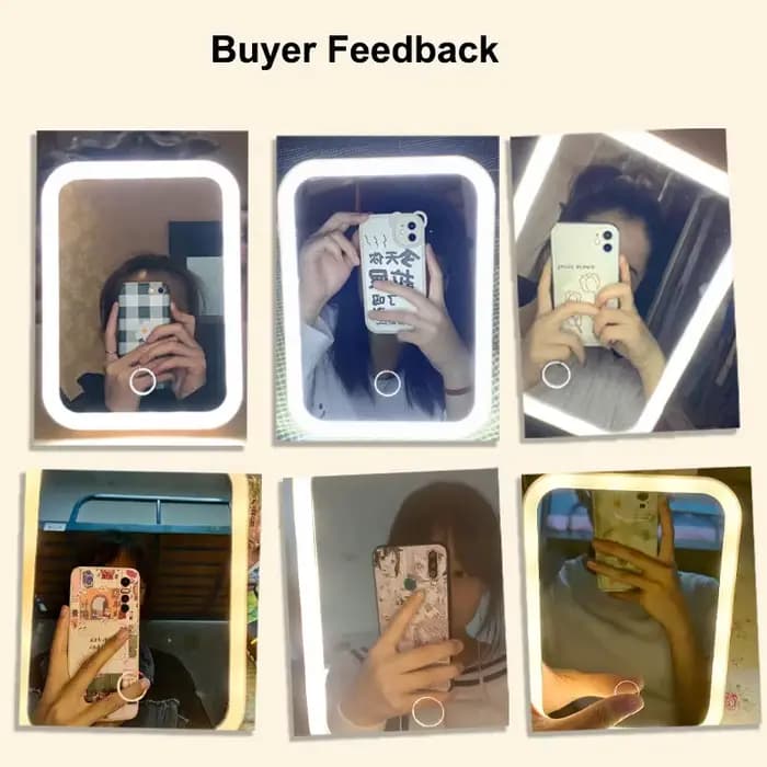 Miroir de courtoisie LED portable avec écran tactile