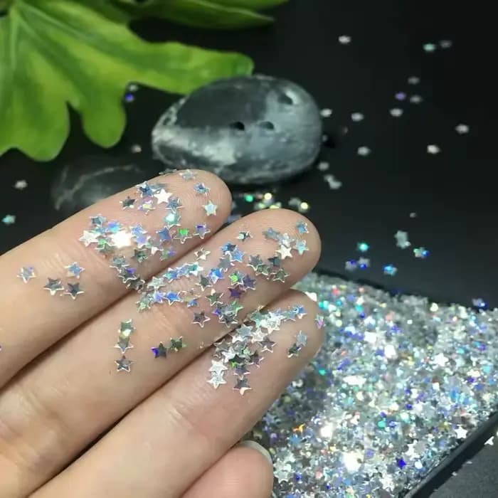 10g Laser argent étoile ongles paillettes paillettes 3D holographique étoiles papillon étincelle flo