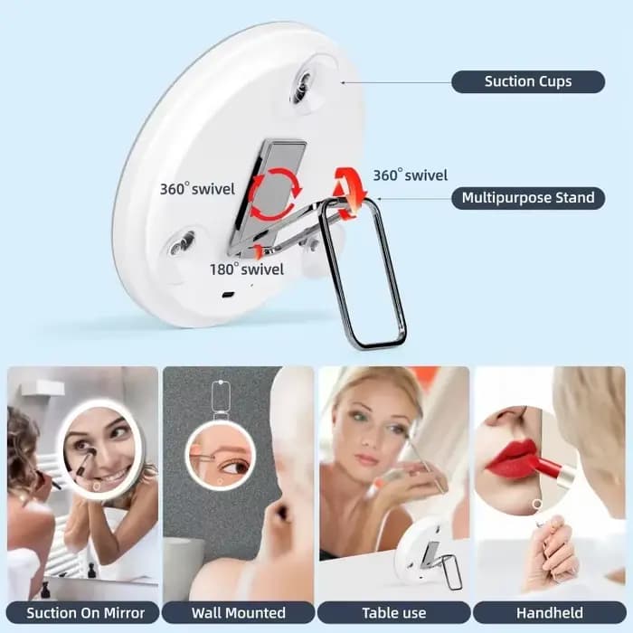 Miroir grossissant portable avec lumière