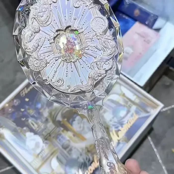 Flower Knows-Miroir en cristal clair de lune pour dames, miroir à main texturé exquis, sirène, bleu,