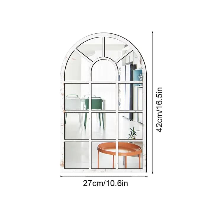 Miroir mural de fenêtre arquée en bois acrylique